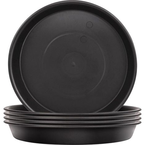Pack de 5 dessous de verre pour pots de fleurs, dessous de verre pour pots de fleurs, dessous de verre en plastique pour plantes d'intérieur et d'extérieur - 14 cm (1/5)