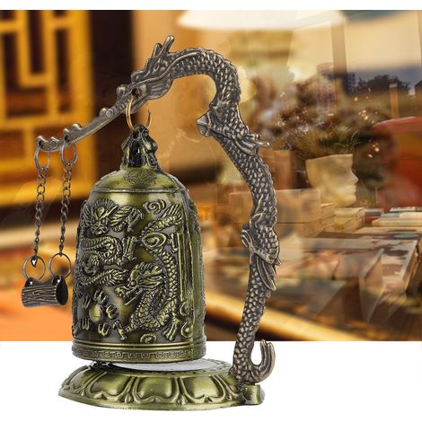Petit cadenas en bronze, clochette de moine dragon, peut servir d'ornement feng shui, objet de collection artisanal. (1/4)