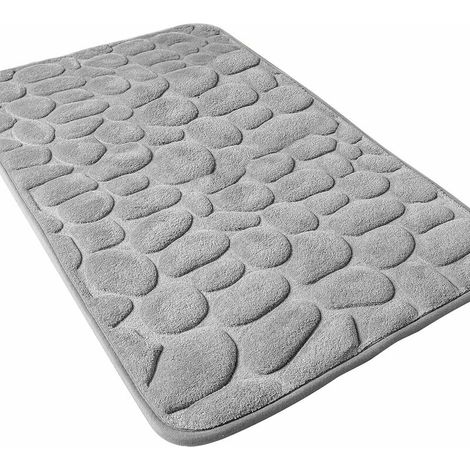 Tapis de Bain Antiderapant en Mousse Mémoiretapis, Absorbant Tapis Salle de Bain Lavable en Machine, Tapis de Douche pour Salle de Bain, 40 x 60cm, Gris (1/4)