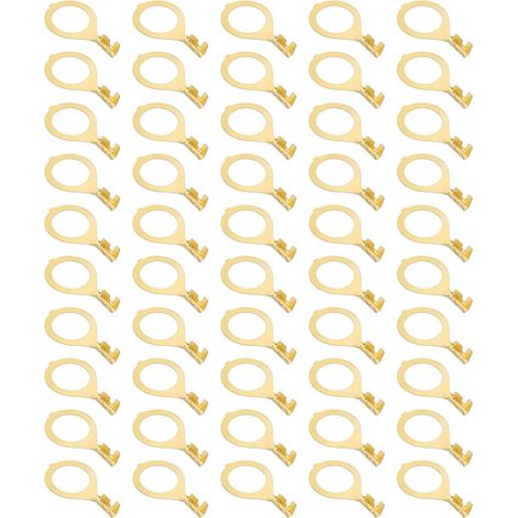 100 Pcs Bornes à Anneau en Cuivre, M10 Câble de Fil de Connexion Bornes à Anneau de Câble à Baril Ouvert en Cuivre Non Isolées Kit pour Mise à la Terre de l'Éclairage (1/5)