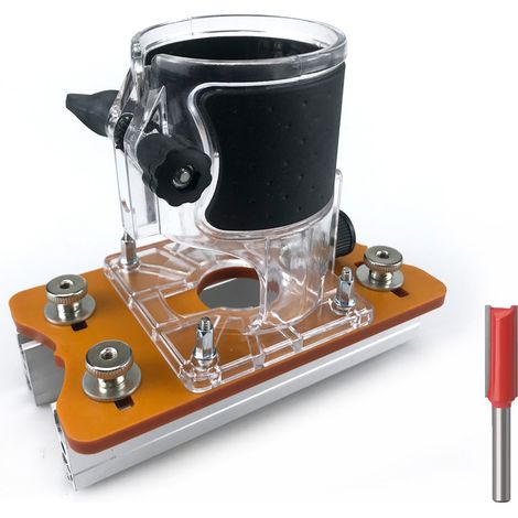 Support de fraisage invisible 2 en 1, base de défonceuse, gabarit de mortaisage, outil de fraisage, base rainurée et support de fixation pour fraiseuse à bois fixe de 65 mm (1/5)
