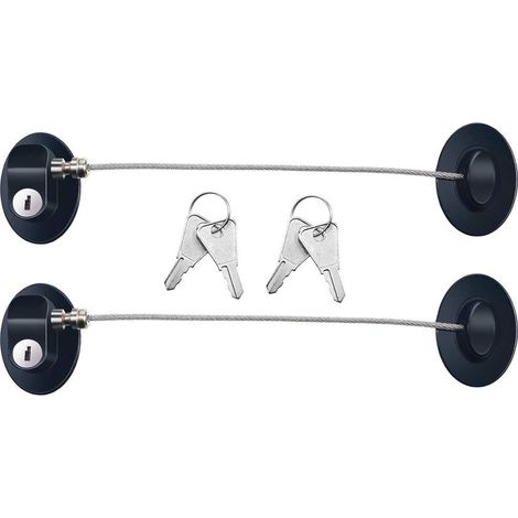 3 Pièces de Serrure de la Porte du Réfrigérateur Serrure Adhésive Forte de Porte du Congélateur Verrou de Tiroir de Fichier Serrure d'Armoire de Sécurité Enfant avec Clés (Noir) (1/5)