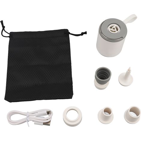 Pompe air portable électrique USB rechargeable 1600mAh – Petite gonflage dégonflage avec lampe camping-car extérieur maison gris (1/3)