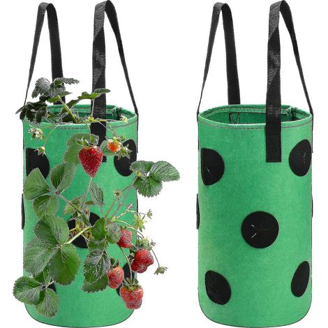 Lot de 2 sacs de culture pour fraisiers de 3 gallons (11,4 litres), sachets de culture suspendus pour plantes (1/4)