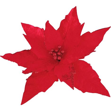 Red Faux Poinsettia Christmas Flower Silk Holiday Mantel Decor (1/3)