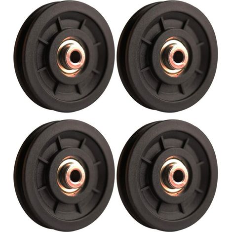 Hebezubehör, 4 Stück 110 mm Nylon-Rollen, tragfähige Gewichtsheberrollen, Universalrollen für Kabelzugmaschinen, Fitnessgeräte, Garagentore (1/4)