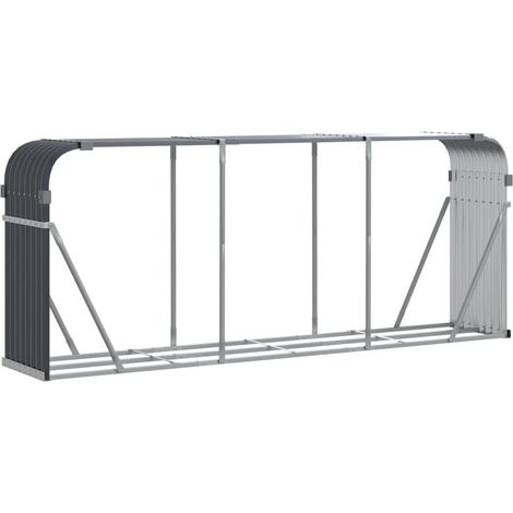Porte-bûches Portant de bois de chauffage anthracite 234x45x100 cm acier galvanisé CFW13082 (1/5)