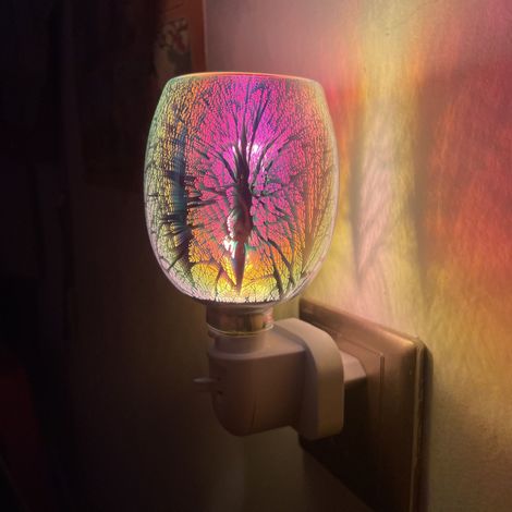 Diffuseur Aromatique Électrique - Brûleur à Cire en Verre avec Effet 3D Feu d'Artifice - Lampe Veilleuse et Assainisseur d'Air - 10 W - 12 x 8 cm - 1 Pièce (1/5)