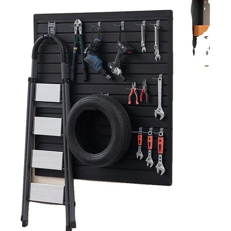 Pannello a doghe, 1230 mm x 1235 mm x 20 mm, materiale PVC, portata massima 136 kg, montaggio a parete, compatibile con accessori standard. (1/5)