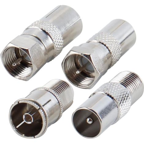 Adaptateurs D'antenne TV, 4 Pièces, Fiches F Mâle Vers Fiches TV Coaxiales Pour Antenne, Câble Coaxial Satellite, Adaptateur Satellite, Adaptateur De Prise Multimédia (1/5)