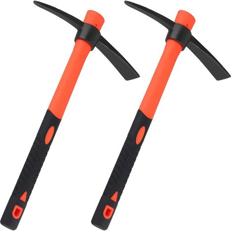 Lot de 2 pioche pointue rouge - 38 x 23 cm - Avec manche - Pour jardin, sol (1/5)