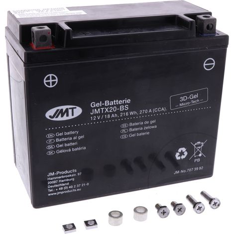 JMT YTX20-BS 12V 20Ah Gel-Batterie (entspricht Yuasa YTX20-BS)