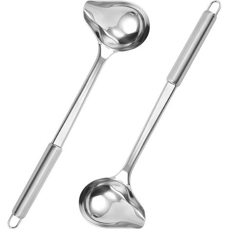 2 piezas，Cucharas para salsa，Cuchara para aderezo，Cuchara para remover，Cuchara para servir，Plateado，Acero inoxidable，26,87,8 cm (1/5)