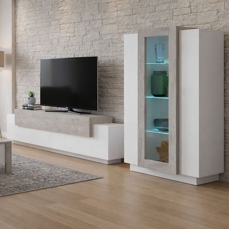 Wohnwand Isaia, 7 Regalböden, 45x280x120h cm Weiß (1/4)