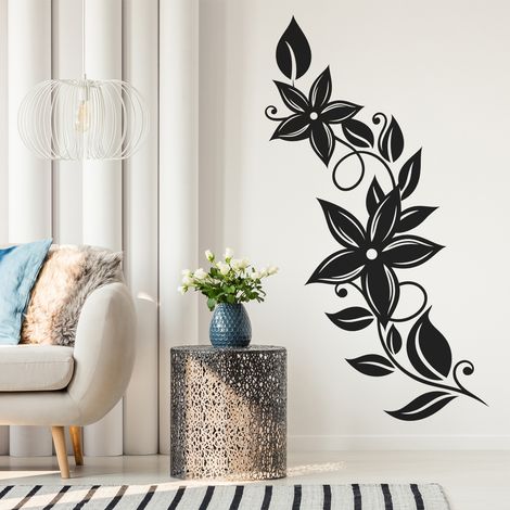Sticker Mural - Fleurs - 27x73 cm - Noir (1/3)