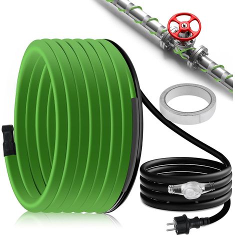 12 m 35 W/m Thermostat, Self-Regulating, Anti-Freeze Heating Cable with Indicator Light, for Heat Transfer Heated Water Pipes, Gutters and Drinkers, IP68 (1/5)