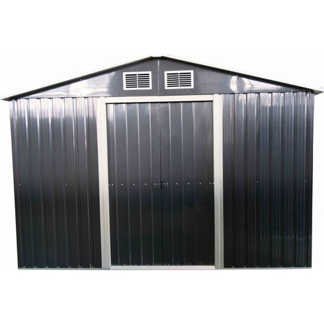 Caseta de jardín metálica 277x191 cm – Caseta con una superficie de 5,29 m² – Techo a dos aguas – Puerta doble 90 cm – AM2819.2 Foresta (1/4)