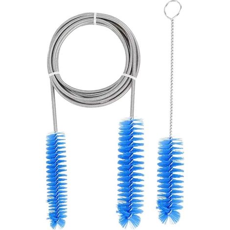 Brosse de nettoyage à double extrémité pour tuyau d'aquarium avec ressort en acier, tube flexible et robuste pour aquariums, tuyaux de laboratoire, plomberie domestique et nettoyage de tuyaux (1/5)