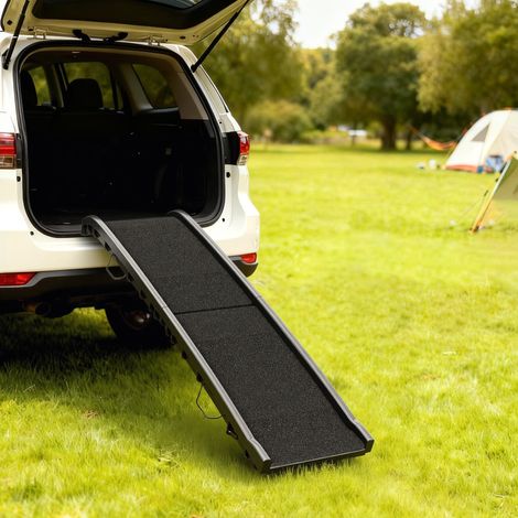 Rampe pliable pour chiens, escalier pour chien en PP avec pente douce et surface antidérapante, 155x38,5x15,5cm, noir (1/5)