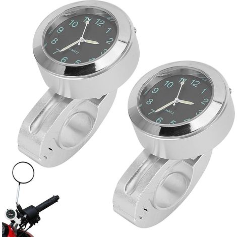 Horloge Moto - Lot de 2 - Alliage Argenté - Étanche Lumineux - Guidon 22-25mm - 43mm (1/5)