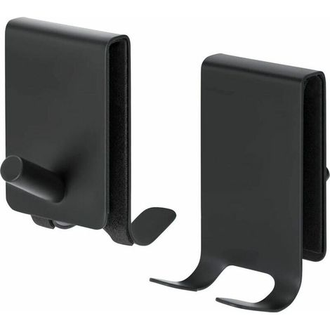 Duschhandtuchhaken ohne Bohren, Edelstahl-Türhaken für Badezimmer, passend für 4–10 mm dickes Glas, 2 Stück, Schwarz (1/5)