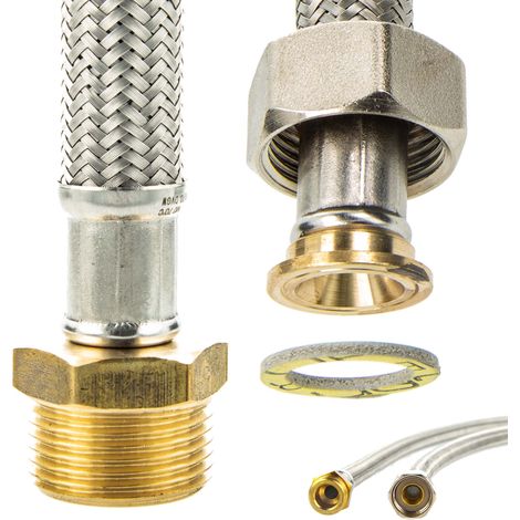 tecuro Edelstahl Verlängerungsschlauch 1,50 m x 3/4 Zoll DN 13 - für Wasch- und Spülmaschinen, DVGW (1/4)