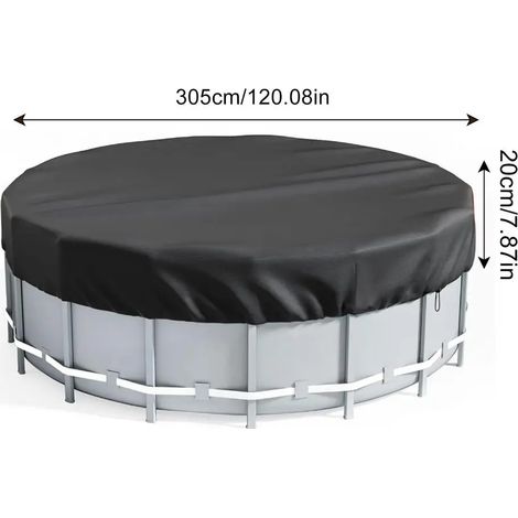 Accessoires de piscine (C 305 cm) Couverture de sécurité pour piscine, couverture solaire ronde pliable anti-poussière, pièces de rechange, accessoires pour spa. (1/5)