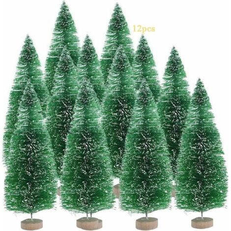 Sapin de Noël artificiel Sapin De Noël Mini Arbre De Noël Miniature Decoration Table Christmas Tree Pour Bricolage Chambre Intérieur (Vert Sapin De Noël, 8.5cm-12pcs) (1/5)
