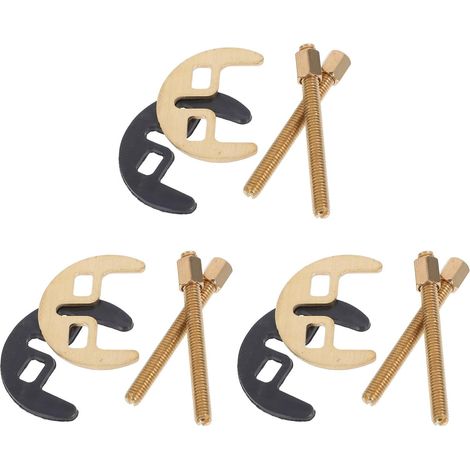 Jeu de 3 écrous et rondelles de fixation pour robinet d'évier, en cuivre et caoutchouc. (1/5)