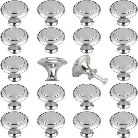 HOXILEELEO - pack di 20 pulsanti e maniglie per mobili da cucina, finitura nichel spazzolato, compatibile con cassetti, cassettiere e armadi Eeekit. (1/5)