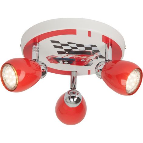 BRILLIANT lampe Racing LED Spot Rondell 3flg rouge / blanc-noir 3x LED-PAR51, GU10, 3W lampes à réflecteur LED incluses, (250lm, 3000K) Échelle A ++ à E Têtes pivotantes (1/3)