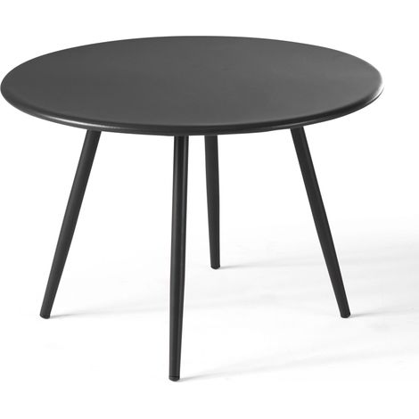 Oviala – Table basse ronde en acier thermolaqué gris anthracite 40 cm – Résistante aux UV et à la rouille – Pour balcon et terrasse