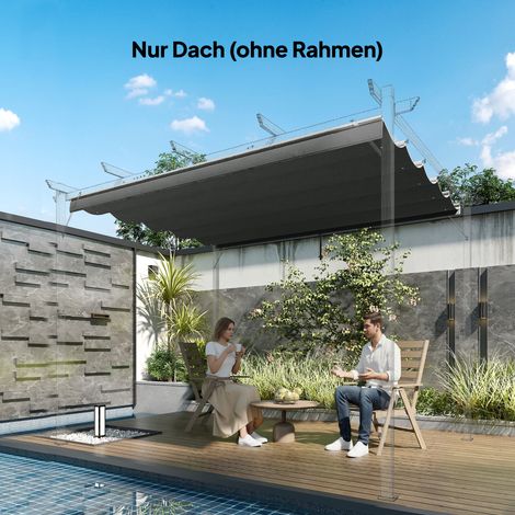 Ersatzplane für 3x3m Pavillons, mit Wasserablauflöchern, 2,50 x 2,55 m, Dunkelgrau
