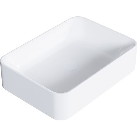 BERNSTEIN - Lavabo a colonna in fusione minerale Bagno - NT8566 - 50x36x12,5cm Bianco opaco, Senza scarico o coperchio Bianco opaco, Senza piletta Pop-Up, Senza copertura supplementare
