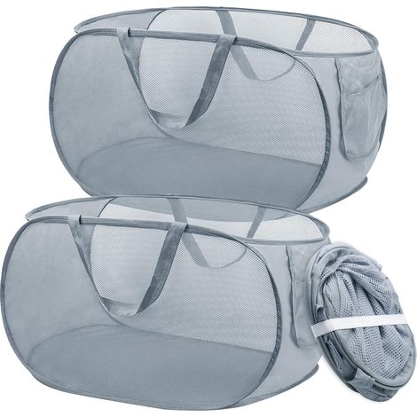 Juego de 2 cestas de ropa sucia plegables de 36 x 36 x 58 cm con asa para baño, dormitorio y viajes.