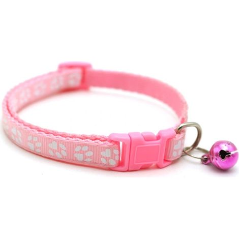Collier de chaton pour chiot, patte en nylon avec cloche réglable à libération clip (Rose) (1/5)