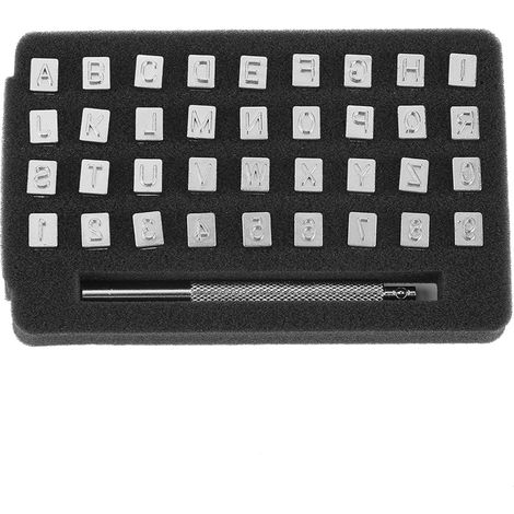 Set di 36 punzoni in acciaio – lettere/numeri – per imprimere sulla pelle – 6 mm – per lavori creativi fai da te
