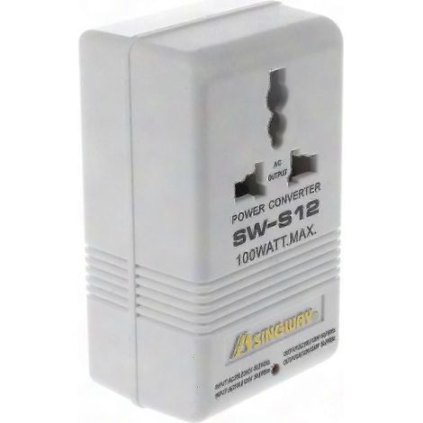 100-W-Reisespannungswandler 110–120 V auf 220–240 V, weißer Auf-/Abwärtstransformator, Universalstecker, leicht und kompakt (1/5)