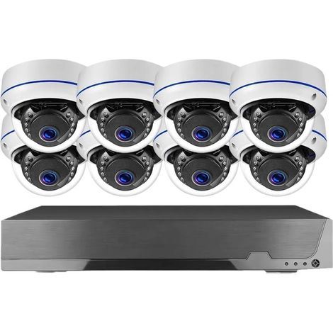 Ensemble de vidéosurveillance dôme intérieur 8CH 4K 8MP, Enregistrement Audio, Kit PoE NVR, système de vidéosurveillance, caméras IP de sécurité Anti-vandalisme(8CH NVR 8Camera) (1/5)