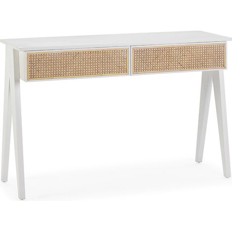 Consola 120X40X80 Madera Blanco/Ratan Natural (1/3)