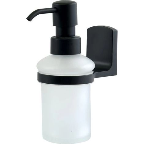Distributeur de savon à fixer Verre & Chromé TAKU Transparent & Noir Spirella (1/2)