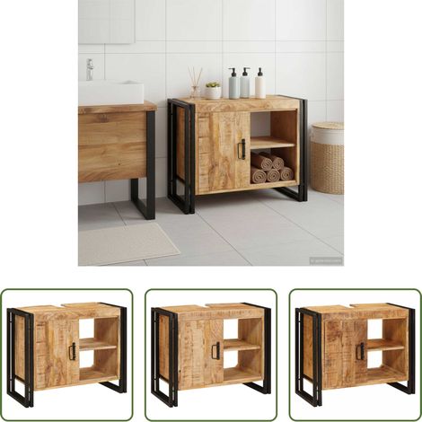 Waschbeckenregal - Waschbeckenunterschrank Braun 71 x 33 x 58 cm Massivholz Mango (1/5)