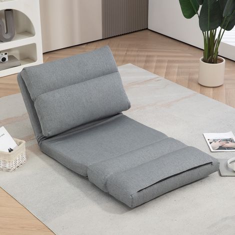 Pouf convertible en lit, dossier inclinable, pliable, jusqu'à 120 kg, 70 x 72 x 56 cm, gris