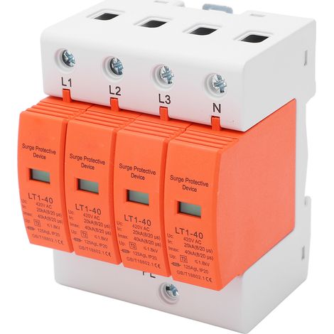Überspannungsschutzgerät mit schneller Reaktionszeit, 36-mm-Schienenmontage, 4-polig, 20–40 kA, 420 V (1/5)