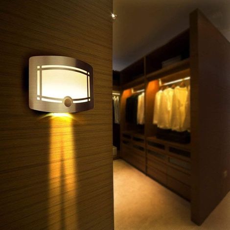 Applique Murale à 10 LED à Capteur de Mouvement Activé à Piles pour Balcon Gardon Escalier Allée Couloir Allée - Blanc Chaud (1/5)