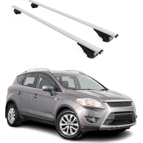 OMAC Dachträger Querträger für Ford Kuga I 2008-2012 – Abschließbar – Max. 75 kg – 2 Stangen Stahl Silber (1/5)
