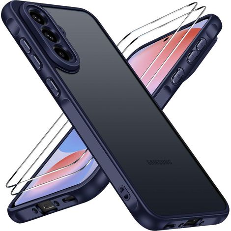 Coque antichoc militaire avec 2 verres trempés pour Samsung Galaxy A56 5G bleue (1/5)