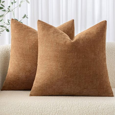 SUGARMOM Zweiteilige, weiche Überwurf-Sets mit Struktur, geeignet für Sofas und Schlafzimmer, 45 x 45 cm, Braun