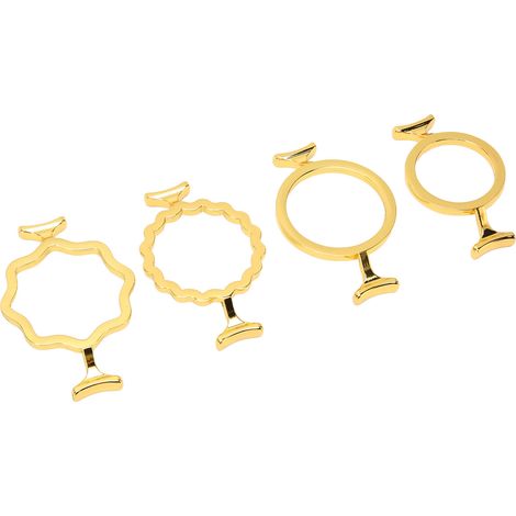 Lot de 4 moules à sceau de cire dorés, alliage de zinc, styles variés, robustes et durables, bagues de timbre pour tampons de 25mm et 30mm (1/5)