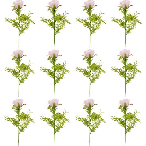 [Vergissmeinnicht-Rosen-Serie (einzelstielig), K-Stil, Kirschrosa] 12 künstliche, einzelnstielige Rosen, Accessoires für florale Arrangements in Innenräumen (1/4)